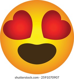 The smiling face with heart-eyes emoji Vector Illustration