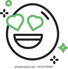 Lächelndes Gesicht mit Herz-Augen Symbol Vektorbild. Geeignet für mobile Applikationen und Printmedien.
