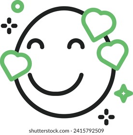 Imagen de icono Cara sonriente con Corazones. Adecuado para aplicaciones web móviles y medios de impresión.