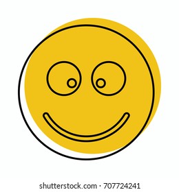Smiling face icon in doodle style vector illustration for design and web isolated on white background. Emoticon vector object for label and advertising