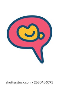 smiling face icon pink yellow, vector illustration
