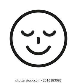 Smiling face icon. Relaxed emoji symbol. Happy emotion graphic. Vector illustration.