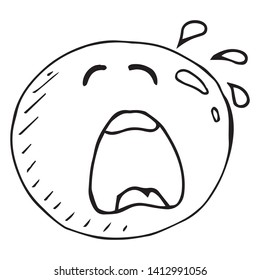 Smiling face icon. Face with a smile. Vector illustration of a crying face. Hand drawn face with tears.