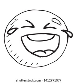 Smiling face icon. Face with a smile. Vector illustration of a laughing face. Hand drawn laughing face.