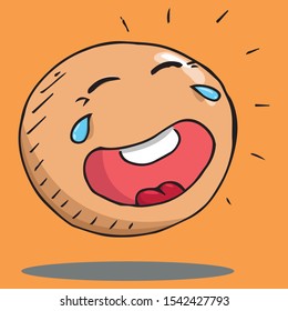 Smiling face icon. Face with a smile. Vector illustration of a laughing face. Hand drawn laughing face.