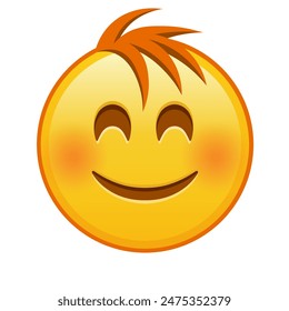 Smiling face with laughing eyes Large size of yellow emoji smile with hair