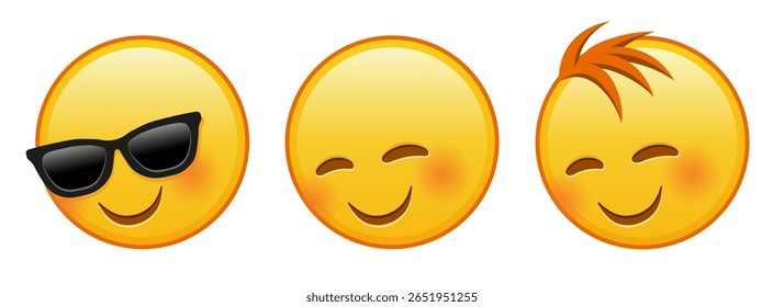Rosto sorridente com olhos risonhos Conjunto de três emojis