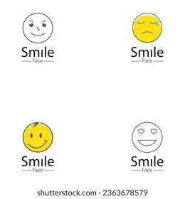 Smiling Face Logo line vector icon