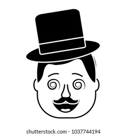smiling face man with glasses jester hat and mustache