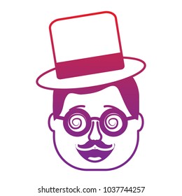 smiling face man with glasses jester hat and mustache