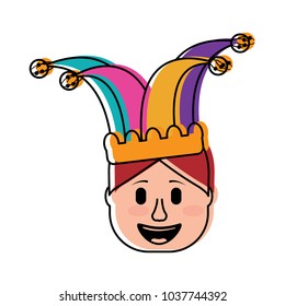 smiling face man with glasses and jester hat