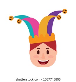 smiling face man with glasses and jester hat