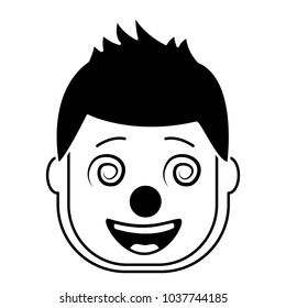 smiling face man with glasses and mask clown