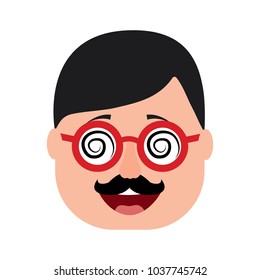 smiling face man mask with glasses mustache