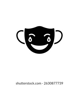 Smiling Face with Mask Behind Tears Representing Hidden Emotions