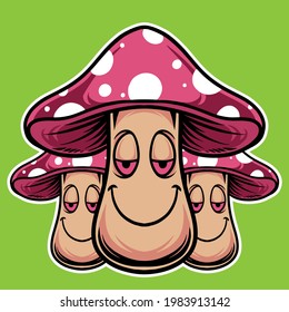 smiling face mushroom vector illustration