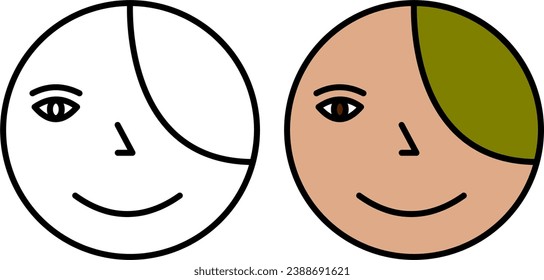 Smiling face with one blind eye, icon illustration vector, two various icon, no background.
