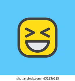 Smiling Face With Open Mouth & Closed Eyes emoji. Filled outline icon, colorful vector emoticon