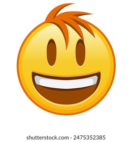 Smiling face with open mouth Large size of yellow emoji smile with hair
