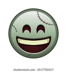 Rosto sorridente com boca aberta e olhos rindo Tamanho grande de zumbi halloween emoji