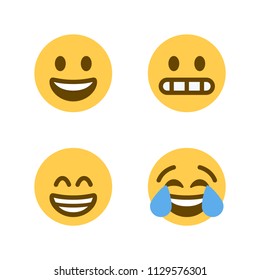 Smiling Face with Open Mouth, face with tears of joy vector illustration flat laughing emojis, emoticons icons, symbols, faces set, pack.