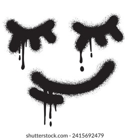 Smiling face painted spray paint. Vector illustration on white background. Spray paint stencil graffiti.