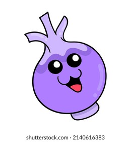 smiling face plant onion, vector illustration art. doodle icon image kawaii.
