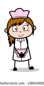 Smiling Face - Retro Cartoon Waitress Female Chef Vector Illustration