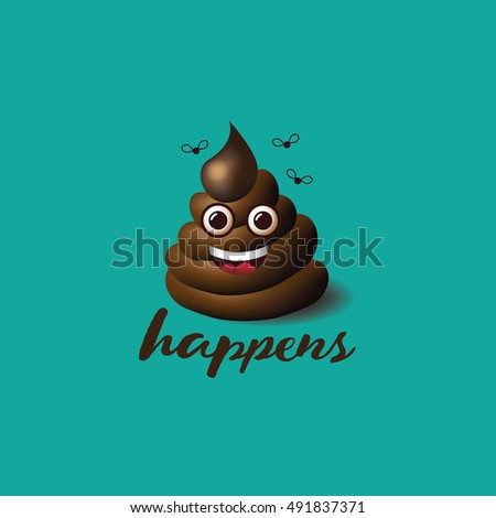 Smiling face shit happens icon or emoji design. EPS 10 vector illustration.
