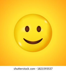 Smiling Face. Smile Vector Emoji. Happy Emoticon. Cute Emoticon Isolated On Yellow Background. Big Smile In 3D. Vector.