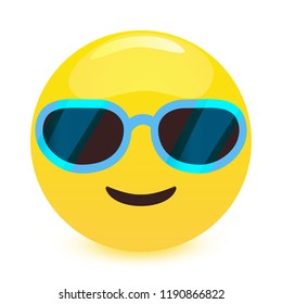Smiling face with sunglasses, characterising a cool emoticon. 