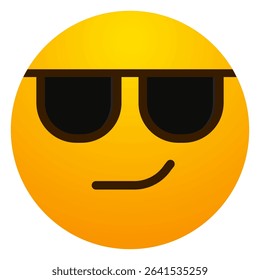 Smiling face with sunglasses emoji. Cool, confident, relaxed, suave, or nonchalant expression