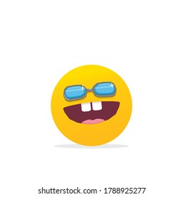 Smiling face with sunglasses emoji isolated on white background. Smile icon or label. Social media sign