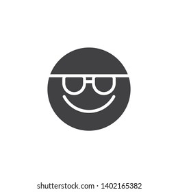 Smiling Face With Sunglasses emoji vector icon. filled flat sign for mobile concept and web design. Happy emoticon face with glasses glyph icon. Symbol, logo illustration. Vector graphics