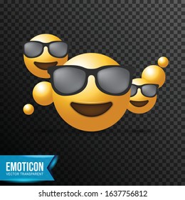 smiling Face With Sunglasses Emoji  vector illustration, isolated on transparent background