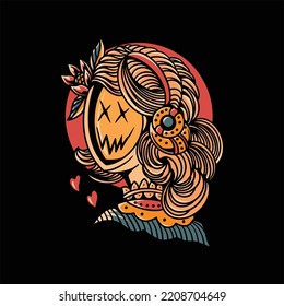 smiling face tattoo vector design