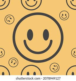 Smiling face texture. Seamless pattern. Flat style. 