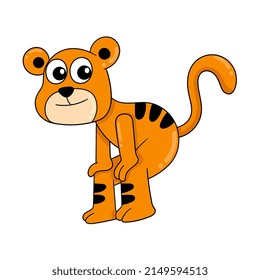 smiling face tiger squatting, vector illustration art. doodle icon image kawaii.