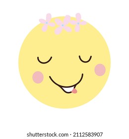 Smiling face with tongue hanging out. Emoji vector.