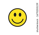 Smiling face vector icon symbol. Yellow smile sign. Simple flat shape happy emotion logo. Isolated on white background.