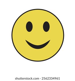 Smiling face vector icon symbol. Yellow smile sign. Simple flat shape happy emotion logo. Isolated on white background.