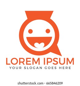 Smiling face vector logo. chat sign.