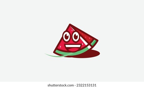 smiling face watermelon logo vector design template