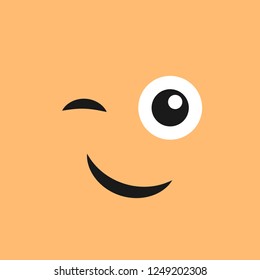 Smiling face with a wink on color background. Vector illustration