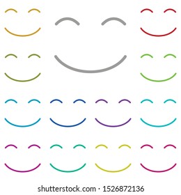Smiling, face, with, smiling, eyes multi color icon. Simple thin line, outline vector of emotion icons for ui and ux, website or mobile application
