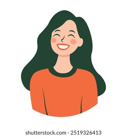 Smiling face woman illustration in red dress
