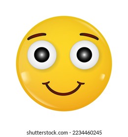 Smiling Face. Yellow glossy 3d emotion. Smiley happy face