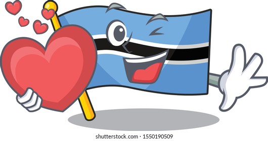 Smiling facef lag botswana with heart vector illustration