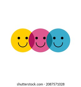 Smiling faces concept. Happy face icon. Rating sign. Friends logo. Funny vector illustration