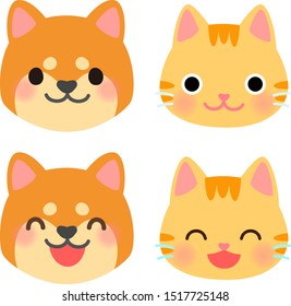 Smiling faces of the cute dog and cat